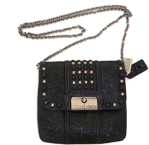 Cheap Coach Kristin Studded Metallic Leather Crossbody Bag Handbag Style 44043 Black
