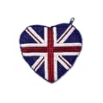 UNION JACK HEART SHAPED BEADED PURSE WALLET 4' X 3.5''