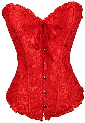 Geminigirl Women's Steel Boned Waist Trainer Shaper Plus Size Overbust Corset S Red