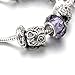 Long Way ® Handmade Purple Beads Carved Bracelet Silver Plated Snake Chain Cubic Crystal Ball Charm Bracelet For Women & Men