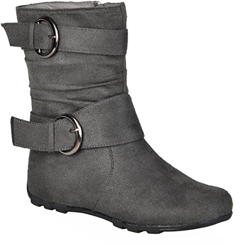 Journee Collection Kids Girls Buckle-Strap Mid-calf Riding Boots