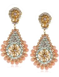 Miguel Ases Pink Coral Outlined Small Teardrop Earrings