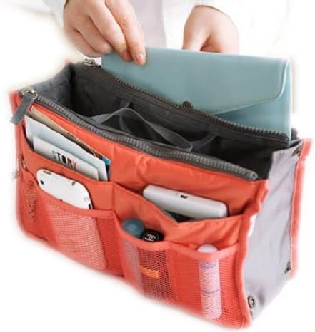 Ushoppingcart 2014 New style Fashion Multi-function Travel Makeup Comestic Gadget Insert Handbag Organiser Purse Large liner Organizer Pouch Bag (Orange)