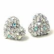 Aurora Borealis Crystal Heart Post Earrings Fashion Jewelry