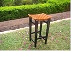 Indoor or Outdoor Painted Acacia Backless Patio Bar Stool Chair