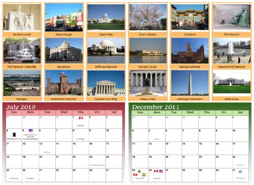 18 Month Washington DC Wall Calendar (Jul 2010 to Dec. 2011)(National Holidays & Festivals for the USA and Other Countries)