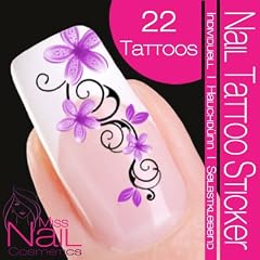 Nail Tattoo Sticker Bl�te / Ornament - lila / schwarz