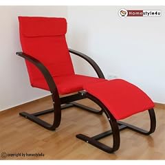 Schwingsessel Freischwinger Sessel mit Hocker in rot dunkelbraun