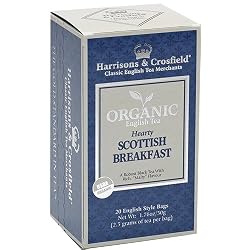 Harrisons & Crosfield Organic Scottish Breakfast Tea, 20-Count Tea Bags (Pack of 6)