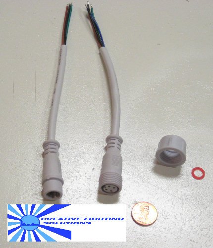 4 Wire RGB Waterproof Connector Set - 6" Leads M-F
