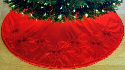 48 Inch - Sandra Lee Red Beaded and Embroidered Holiday Christmas Tree Skirt