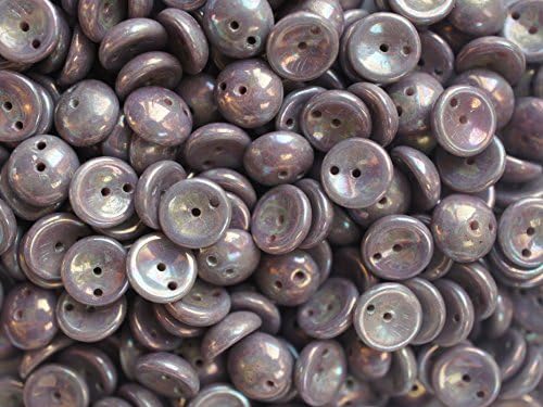 30pcs Piggy -Czech Glass Two-holes Pressed Beads, Dome-shaped 4x8 mm Chalk Amethyst Luster
