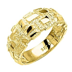 gold (Size Men  Ring Size Yellow  mens  wedding nugget Band 13) for to  14K bands 8 Gold Fashion  Nugget