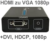 Produkt-Bild: HDMI zu VGA Konverter - Ger&auml;te mit HDMI Ausgang (PS3, DVD, Player) an VGA Beamer oder Monitor - 1080p + DVI kompatibel + HDCP - DVI HDMI VGA Converter
