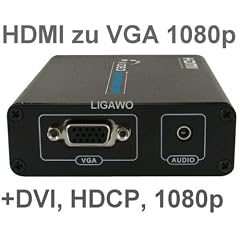 HDMI zu VGA Konverter - Ger�te mit HDMI Ausgang (PS3, DVD, Player) an VGA Beamer oder Monitor - 1080p + DVI kompatibel + HDCP - DVI HDMI VGA Converter