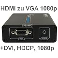 HDMI zu VGA Konverter - Ger�te mit HDMI Ausgang (PS3, DVD, Player) an VGA Beamer oder Monitor - 1080p + DVI kompatibel + HDCP - DVI HDMI VGA Converter
