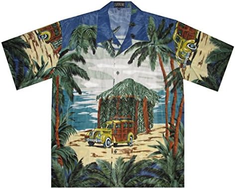 Men's Short Sleeve Hawaiian Aloha Tropical Island Shirt Vintage Surf Style (2XL, Multi-Color)