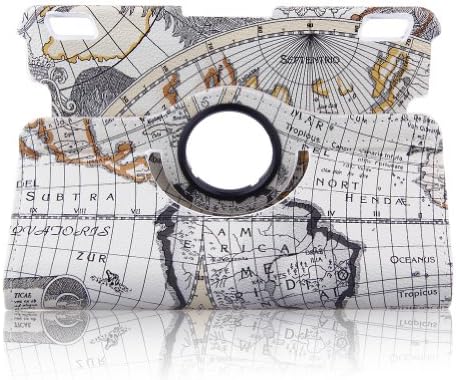 TOPCHANNCES 2013 Kindle Fire HDX 7 Inch Stylish Map Pattern 360 Degrees Rotating Smart Cover PU Leather Case w/ Rotating Stand (Supports Auto Wake/Sleep Smart Cover Function)-Beige
