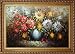 Knife Painted Still Life Standard Mum Flowers Oil Painting, with Exquisite Dark Gold Wood Frame 30.5 x 42.5 inches