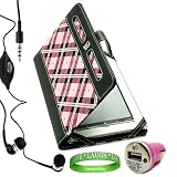 Executive Harlan PINK Checker Plaid Melrose Leather Case, PINK Compatible USB Car Charger, and Earphones with Mic for (Sony’s Luxury) PRS 950 + Live * Laugh * Love VanGoddy Wrist band!!! Executive Harlan PINK Checker Plaid Melrose Leather Case, PINK Compatible USB Car Charger, and Earphones with Mic for (Sony’s Luxury) PRS 950 + Live * Laugh * Love VanGoddy Wrist band!!!
