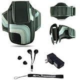 Black Adjustable Deluxe Sportband / Workout Armband with Adaptable Neck Str ....