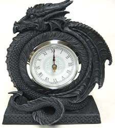 Gothic Coiled Celtic Dragon Quartz Mantel Clock