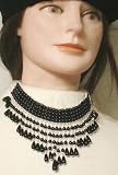 Multistrand Strand Silver Plated with Simulated Onyx Pearl Kutu Choker Necklace Earrings for Petite...