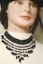 Multistrand Strand Silver Plated with Simulated Onyx Pearl Kutu Choker Necklace Earrings for Petite Women and Teens