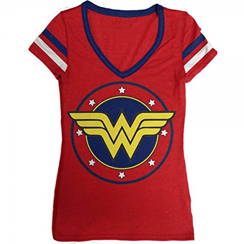 DC Comics Wonder Woman Logo Juniors V-Neck T-Shirt