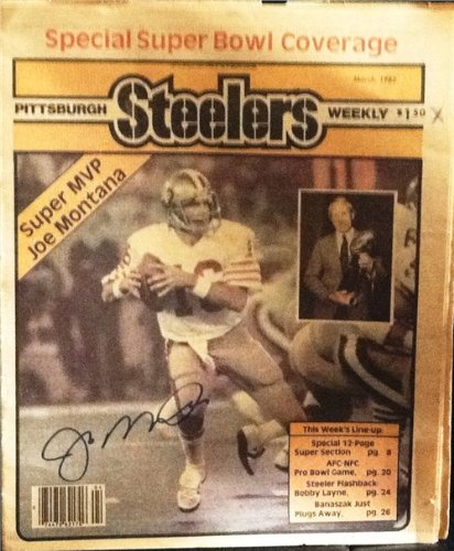 Joe Montana Autographed/Hand Signed San Francisco 49ers Steelers Weekly Newspaper