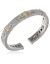 Judith Ripka "Estate" 3 Baguette Yellow Cuff Bracelet, 2.5"