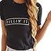 Lisingtool Women Letter Printing Short Sleeve Cotton Blouse Tops T-Shirt (Large)