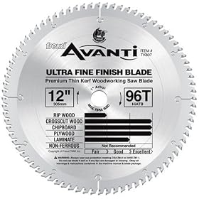Freud TK807 Avanti 12 96 Tooth ATB 1 Arbor Thin Kerf Ultra Fine Finish Crosscut Miter Saw... by Freud