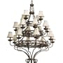 Progress Lighting P4414-102 20-Light 3-Tier Chandelier with Antique Beige Linen Shades and Open Architectural Metal Pattern, Roasted Java