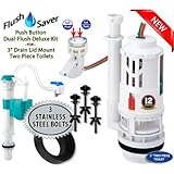 FlushSaver SPLIT PUSH BUTTON EURO-STYLE 3" Dual-Flush Deluxe DIY Conversion Kit - CONSERVES WATER by replacing single flush mechanisms. Converts single flush toilets into efficient dual-flush systems. FITS 3" DRAIN TWO PIECE LID MOUNT TOILETS
