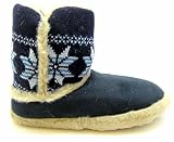 Coolers Womens 08cf1014 Knitted Navy Blue Warm Slip On Boot Style Slippers
