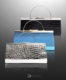 Multi Metallic Frame with Crocodile Skin Stylish Evening Bag pre knotted with elegant ribbon in stripe gift box that can be used storage for accessories