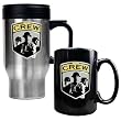 Columbus Crew MLS Stainless Steel Travel Mug and Black Ceramic Mug Set - Primary Team Logo by Great American Products
