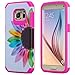 Galaxy S7 Case Cute Hard Hybrid Silicone Phone Case Defender Protective Case Cover Girl Women Compatible for Samsung Galaxy S7 Cases, Sun Flower