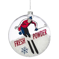 4.5" Fresh Powder Skiing Disc Shaped Christmas Ornament