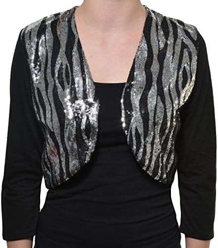 Strazzi Zebra Sequin Shrug (Black/Zebra, Large)