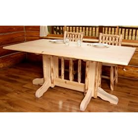 Unfinished Hand-Peeled Rustic Double Pedestal Dining Table