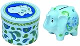Manual Woodworkers God Is Great Ceramic Money Bank in a Gift Box, Blue Elephant, 4.5 X 3.5 X 4