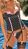 Shirley of Hollywood Women's Stretch Satin Polka Dot Bustier