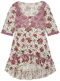 Fang Girls 7-16 Floral Dot Henley