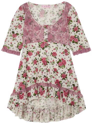 Fang Girls 7-16 Floral Dot Henley
