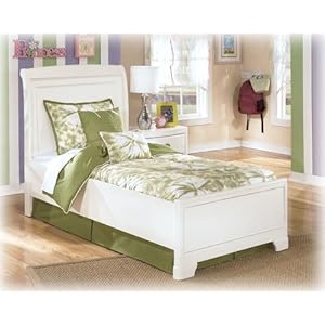 Ashley Alyn White Finish Wood Twin Size Sleigh Bed