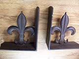 Fleur de Lis Heavy Cast Iron Bookends