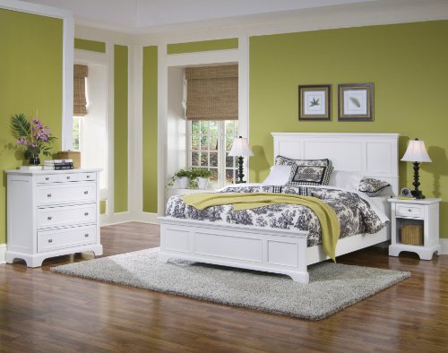Naples Queen Bed, Night Stand, and Chest with White Finish
