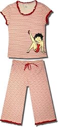 Betty Boop "Leg Kick" Short-sleeve Capri Pajamas w/polka dots for Women - SALE PRICE